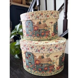 Set Of 2 Bob's Boxes Birdsong Floral Garden Storage Keepsake Container